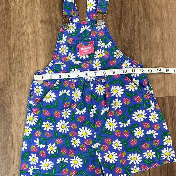 Rare Vintage Oshkosh Daisy Strawberry Overall Shortalls 6x - Picture 8 of 13